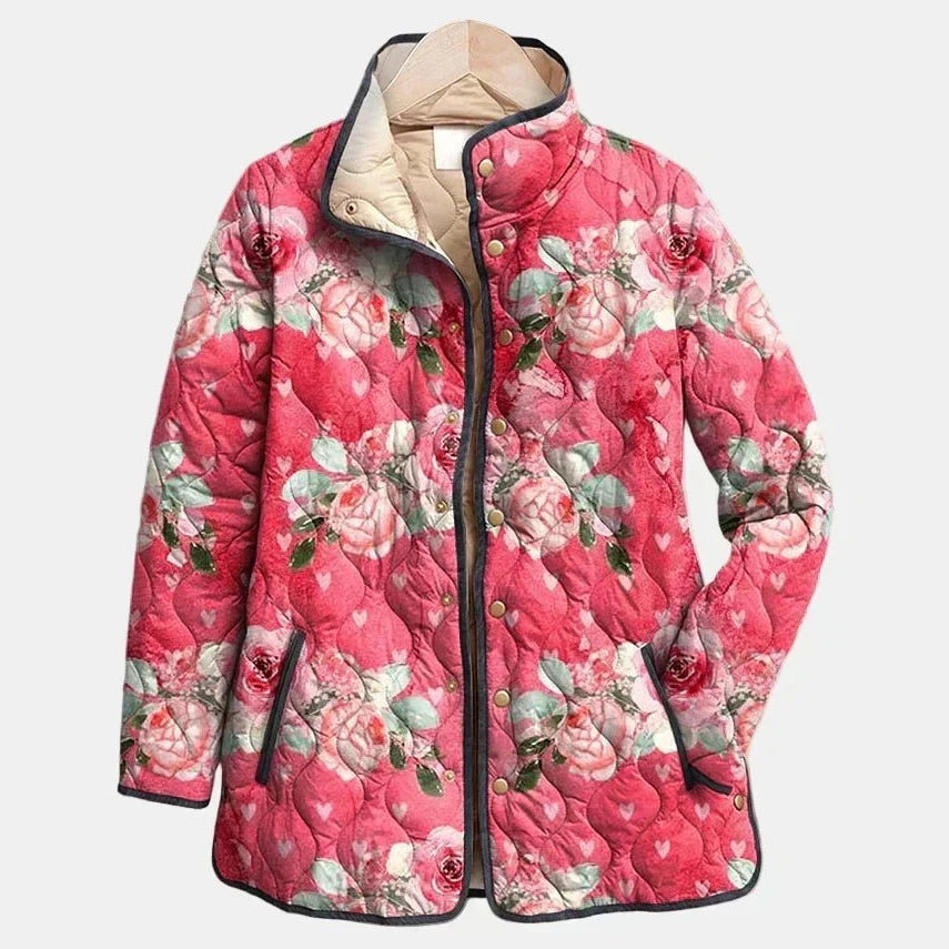 Fiorenza | Giacca Trapuntata Rosa con Rose e Cuori