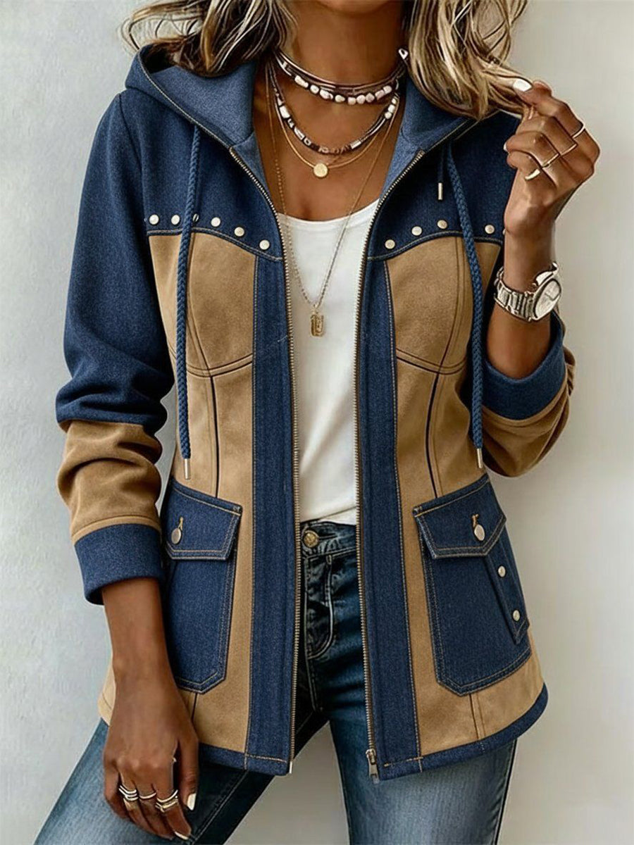 Adriana | Giacca con Cappuccio Navy e Cammello