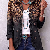Sabina | Giacca Blazer Leopardo Nero con Volant