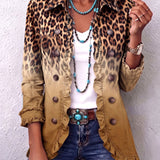 Ornella | Giacca Blazer Leopardo Ocra con Volant