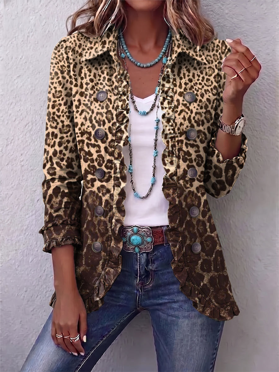Rosaria | Giacca Leopardata con Volant