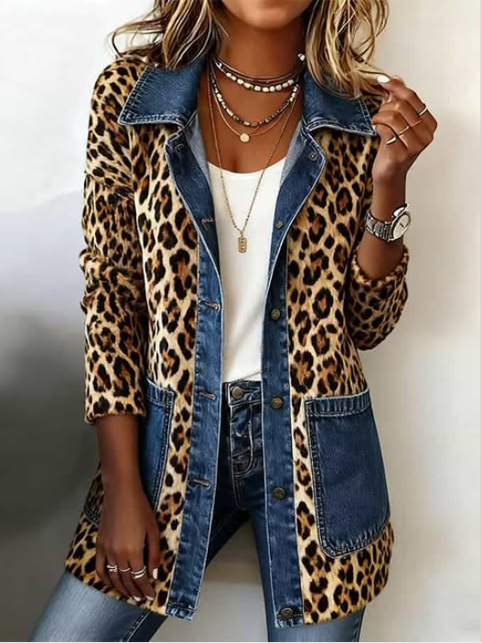 Lorena | Giacca Lunga Leopardo e Denim