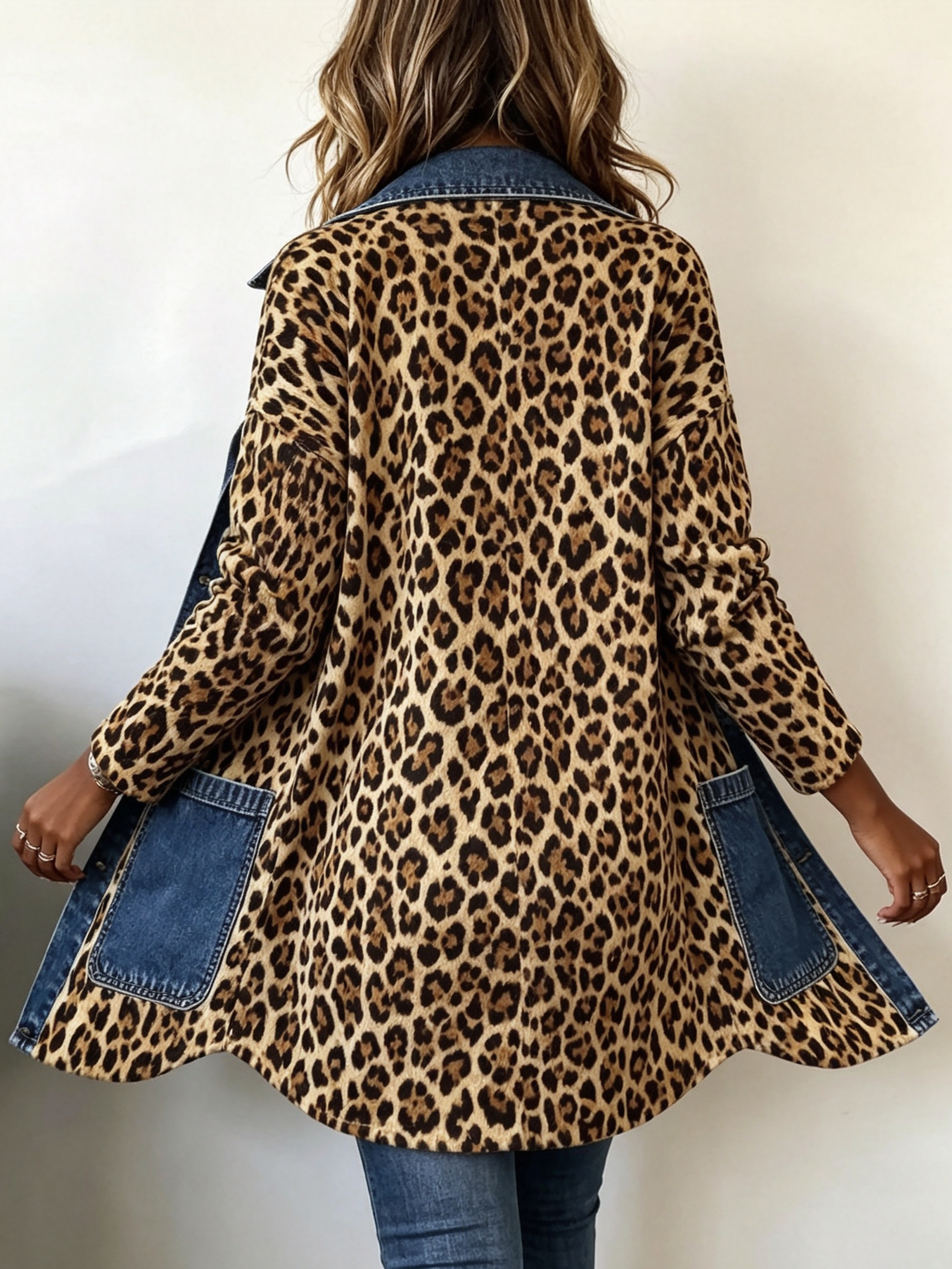 Lorena | Giacca Lunga Leopardo e Denim