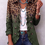 Romana | Giacca Blazer Leopardo Verde con Volant