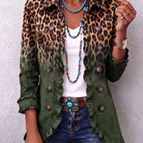 Romana | Giacca Blazer Leopardo Verde con Volant