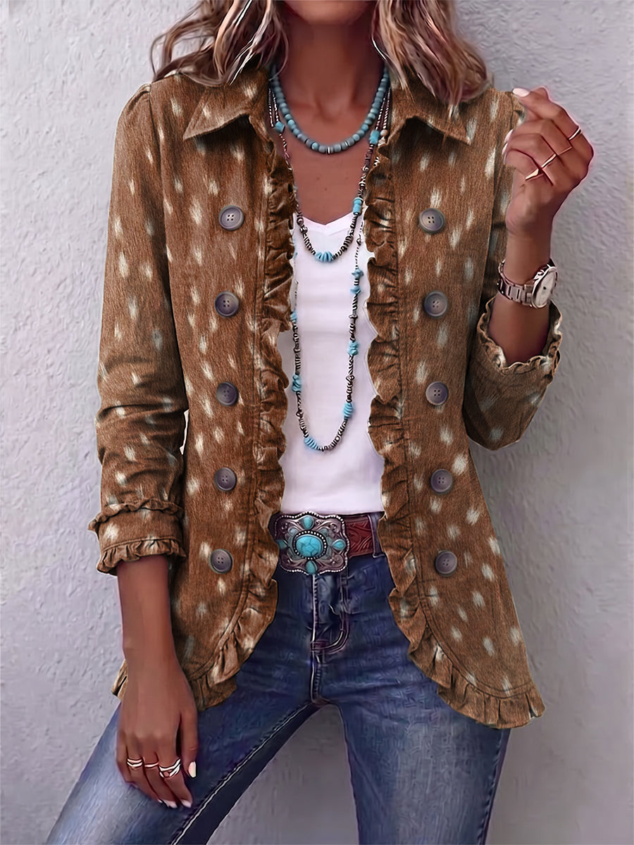Nicoletta | Giacca Fantasia Animalier con Volant