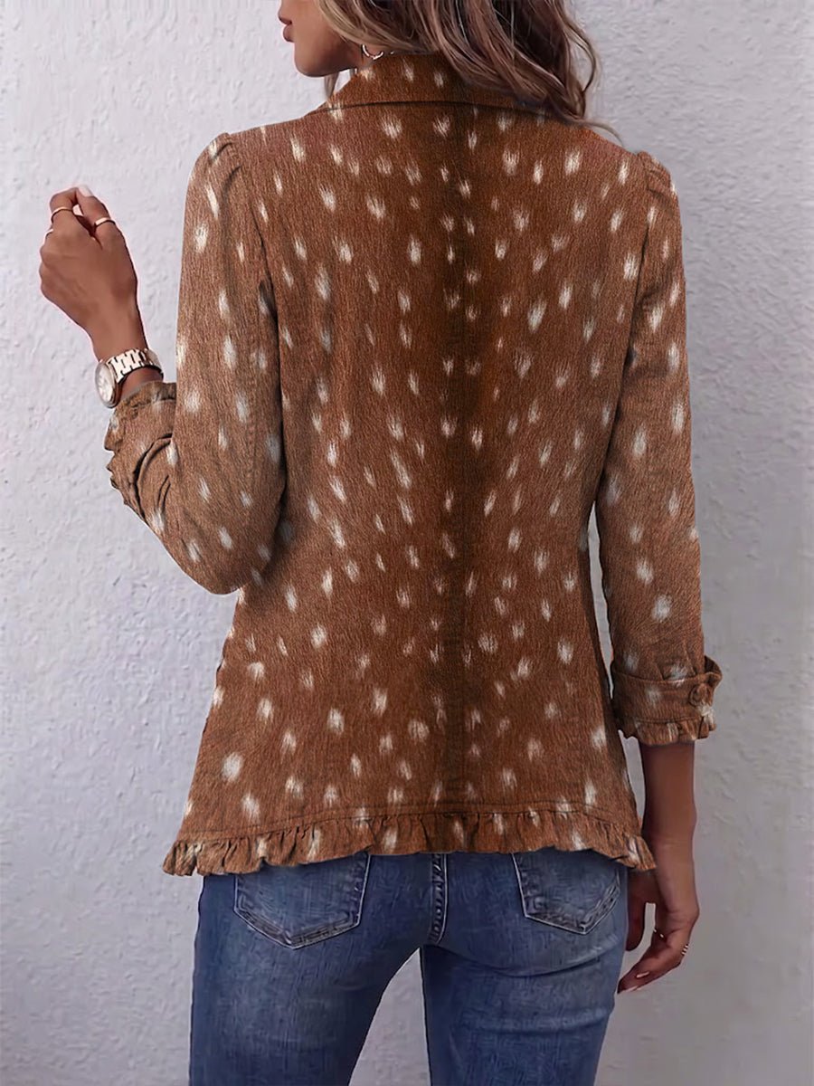 Nicoletta | Giacca Fantasia Animalier con Volant