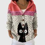 Cardigan Confortevole con Cappuccio in Maglia