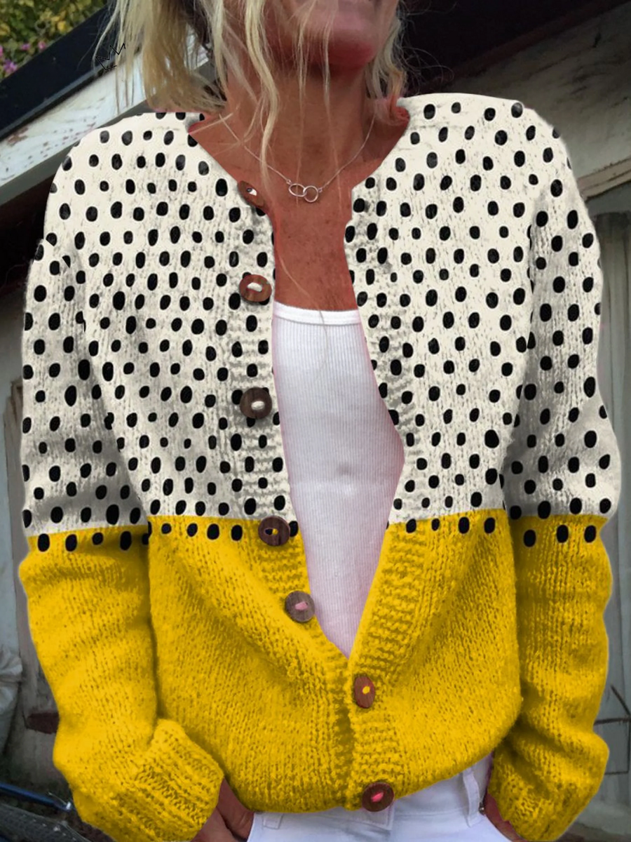 Olivia | Cardigan Pois e Senape