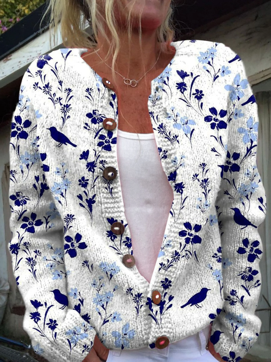 Ada | Cardigan Uccelli e Fiori