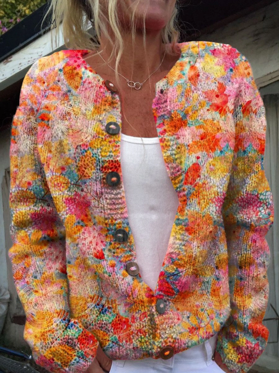 Elena | Cardigan Floreale Dipinto