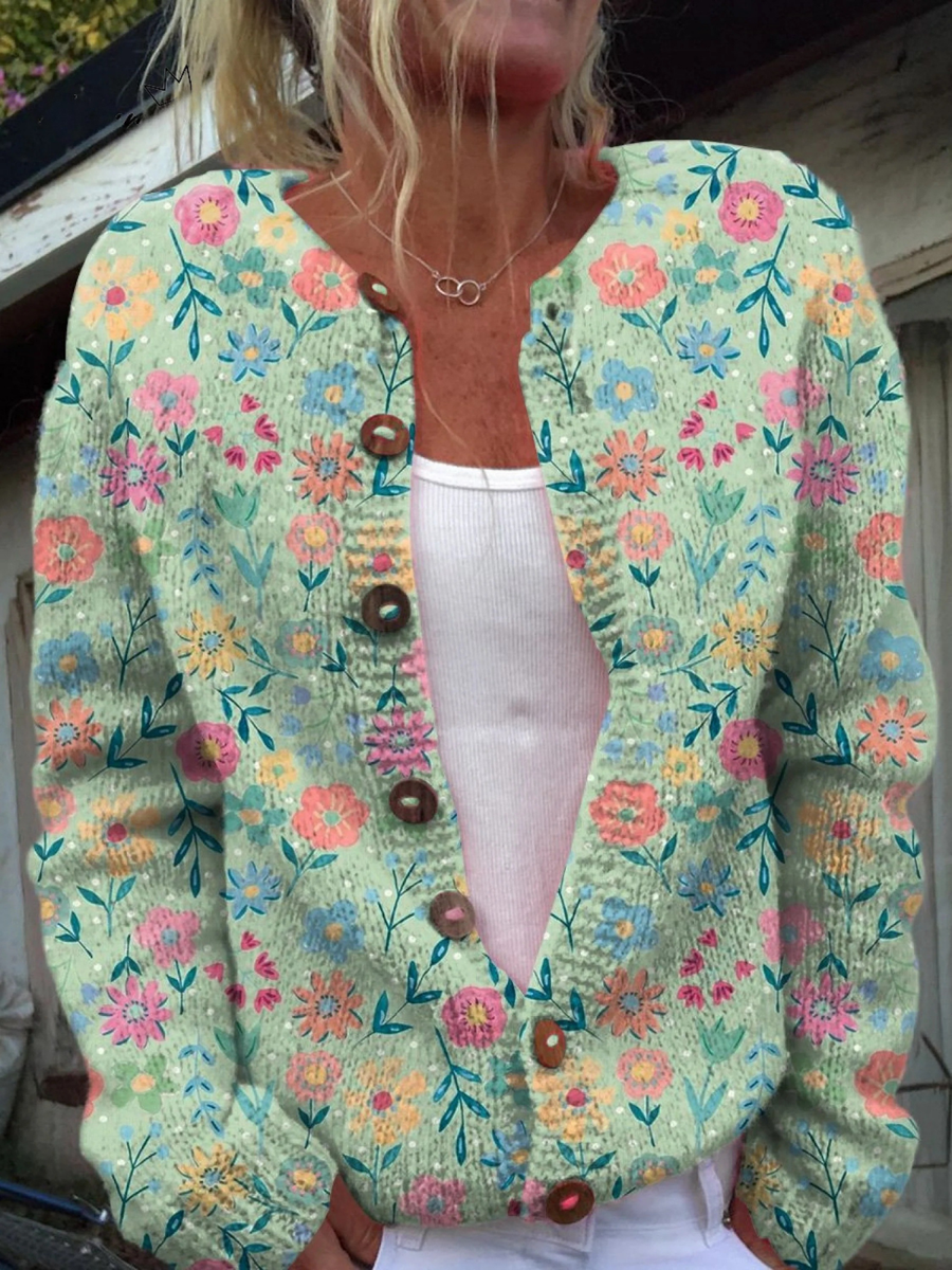Cristina | Cardigan Floreale Menta