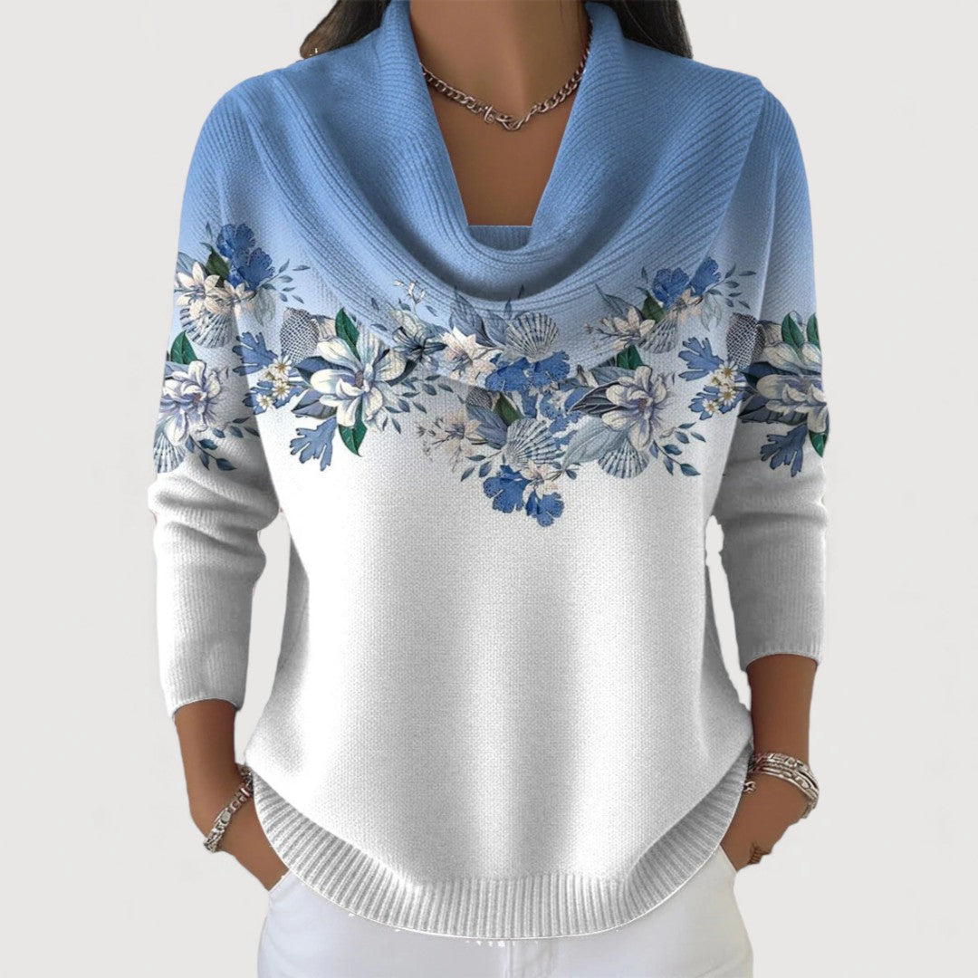 Alba | Maglione Floreale con Collo Rovesciato