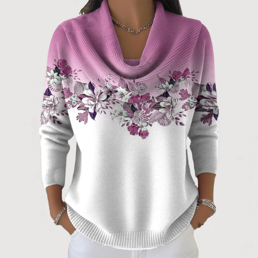 Alba | Maglione Floreale con Collo Rovesciato
