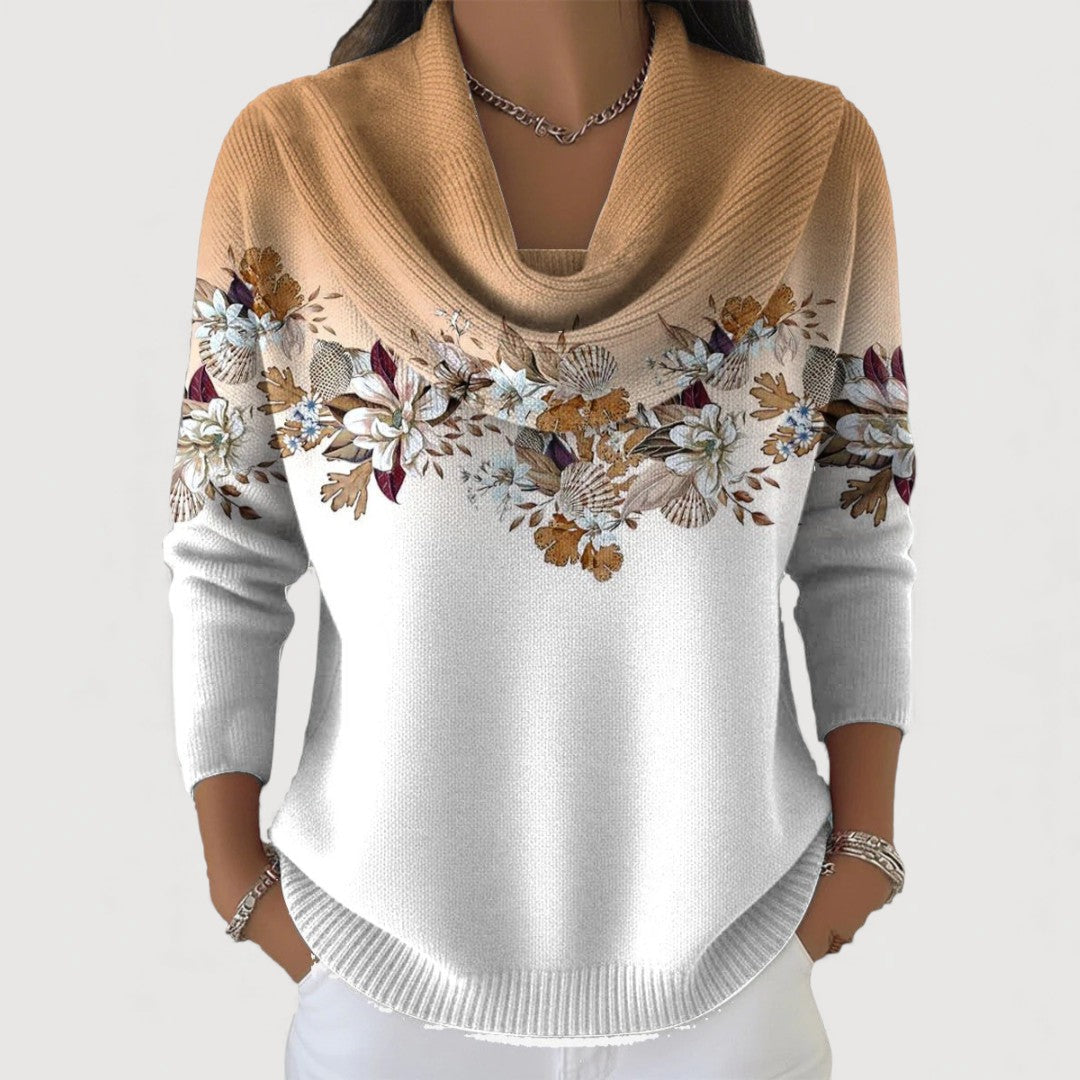 Alba | Maglione Floreale con Collo Rovesciato
