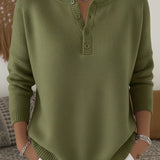 Eleonora | Maglione in Maglia con Bottoni Henley