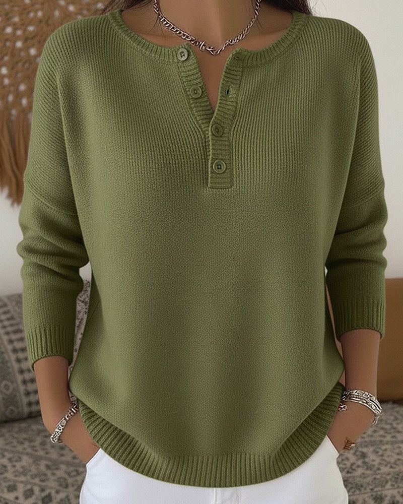 Eleonora | Maglione in Maglia con Bottoni Henley