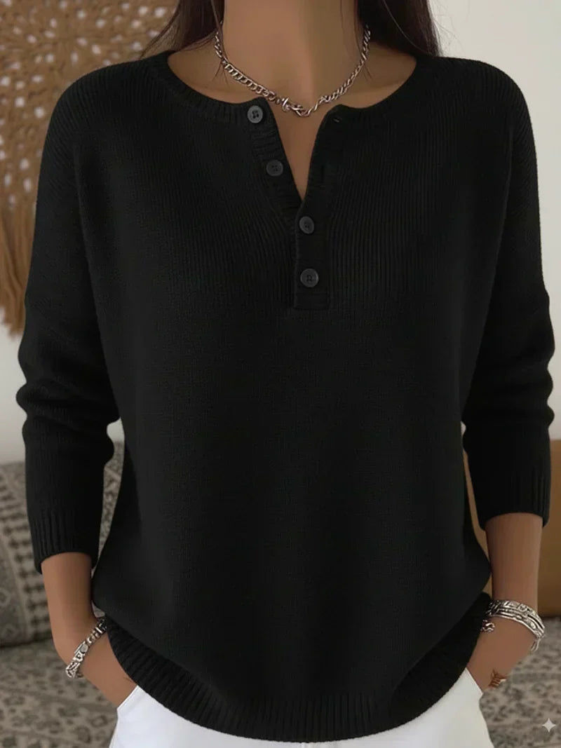 Eleonora | Maglione in Maglia con Bottoni Henley