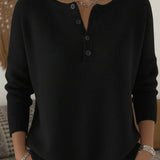 Eleonora | Maglione in Maglia con Bottoni Henley