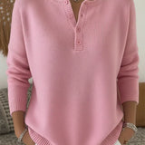 Eleonora | Maglione in Maglia con Bottoni Henley