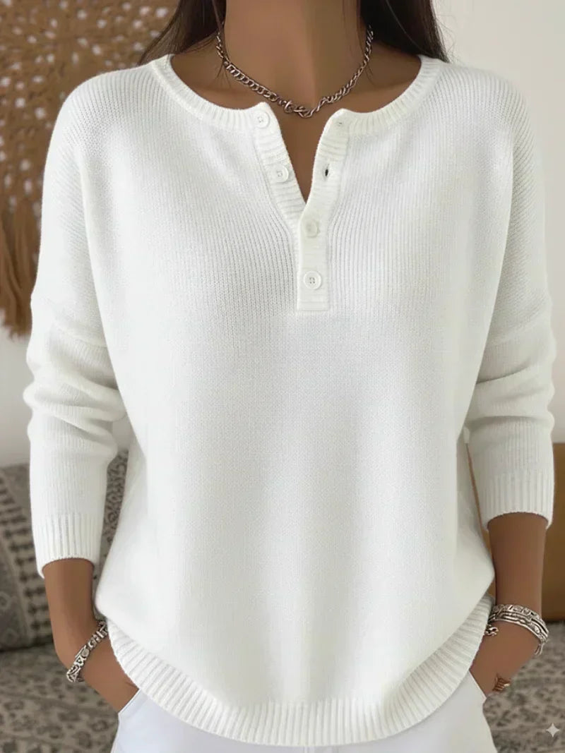 Eleonora | Maglione in Maglia con Bottoni Henley