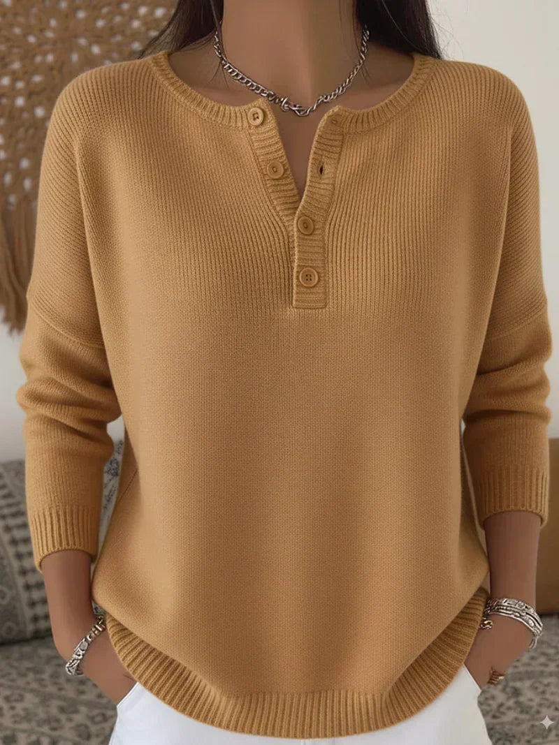 Eleonora | Maglione in Maglia con Bottoni Henley