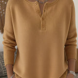 Eleonora | Maglione in Maglia con Bottoni Henley