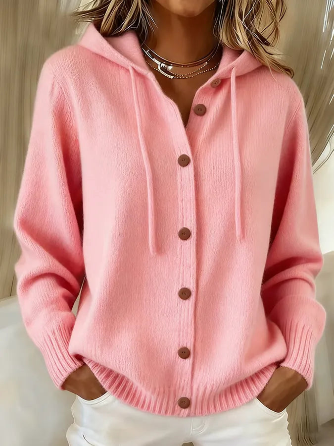 Bruna | Cardigan con Cappuccio e Bottoni