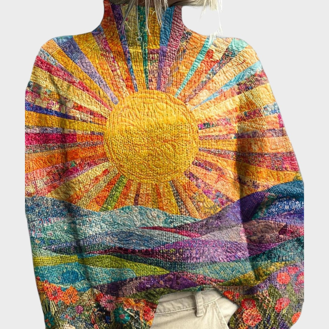 Bonaria | Maglione a Collo Alto a Stampa d'Autore
