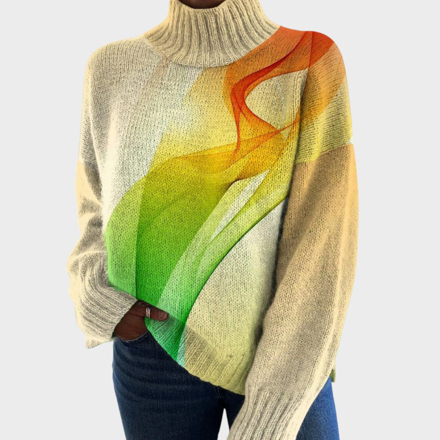 Ondina | Maglione a Collo Alto a Stampa d'Autore