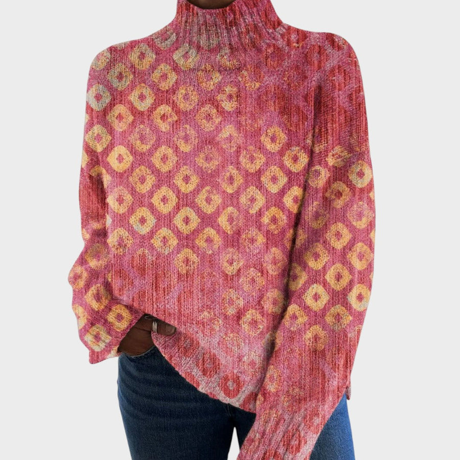 Lunetta | Maglione a Collo Alto a Stampa d'Autore