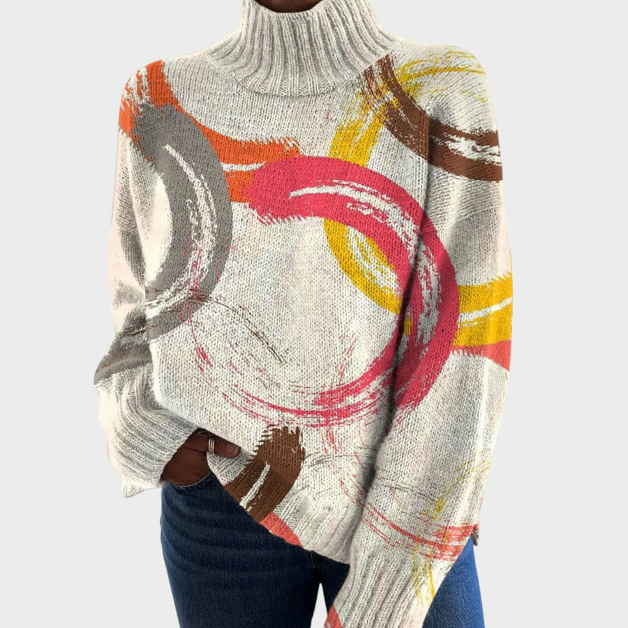 Emilia | Maglione a Collo Alto a Stampa d'Autore