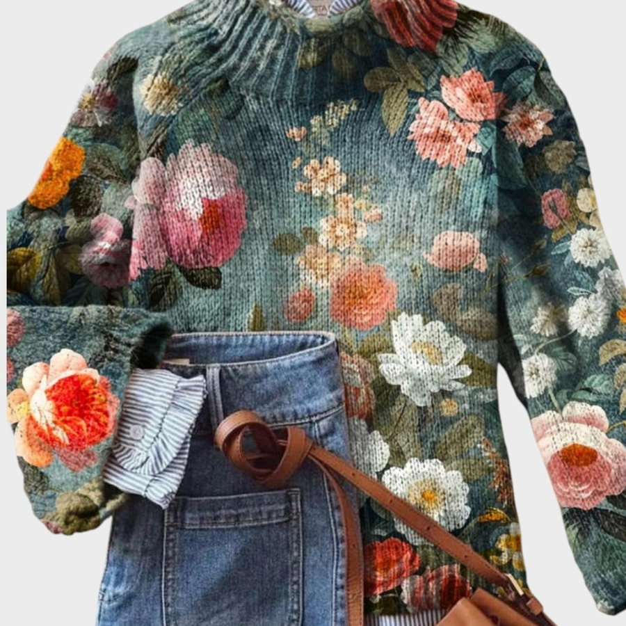 Rosalinda | Maglione a Collo Alto a Stampa d'Autore
