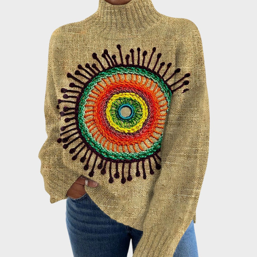 Carlina | Maglione a Collo Alto a Stampa d'Autore