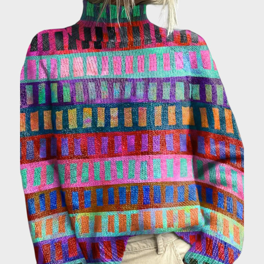 Rosangela | Maglione a Collo Alto in Maglia d'Autore