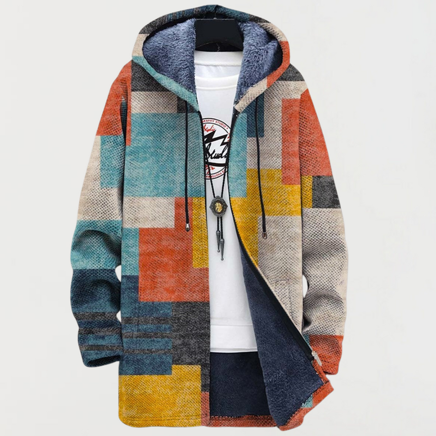 Yvonne | Cardigan con cappuccio a blocchi di colore rétro