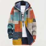 Yvonne | Cardigan con cappuccio a blocchi di colore rétro