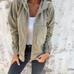 Audrey | Giacca in velluto a coste con cappuccio e zip