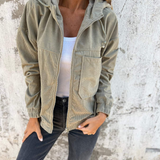 Audrey | Giacca in velluto a coste con cappuccio e zip
