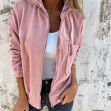 Audrey | Giacca in velluto a coste con cappuccio e zip