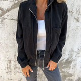 Audrey | Giacca in velluto a coste con cappuccio e zip