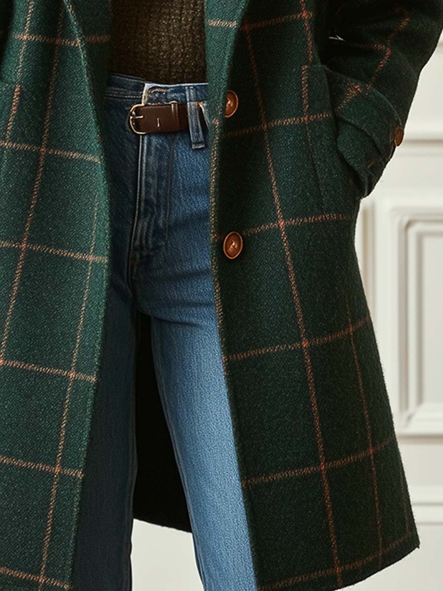 Paige | Cappotto a quadri in misto lana con revers