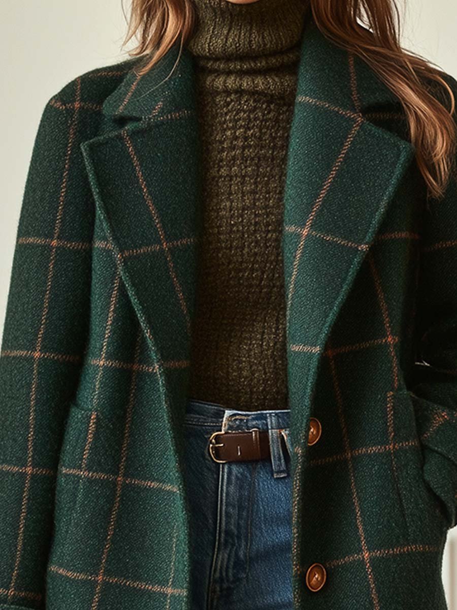 Paige | Cappotto a quadri in misto lana con revers