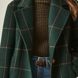 Paige | Cappotto a quadri in misto lana con revers