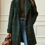 Paige | Cappotto a quadri in misto lana con revers