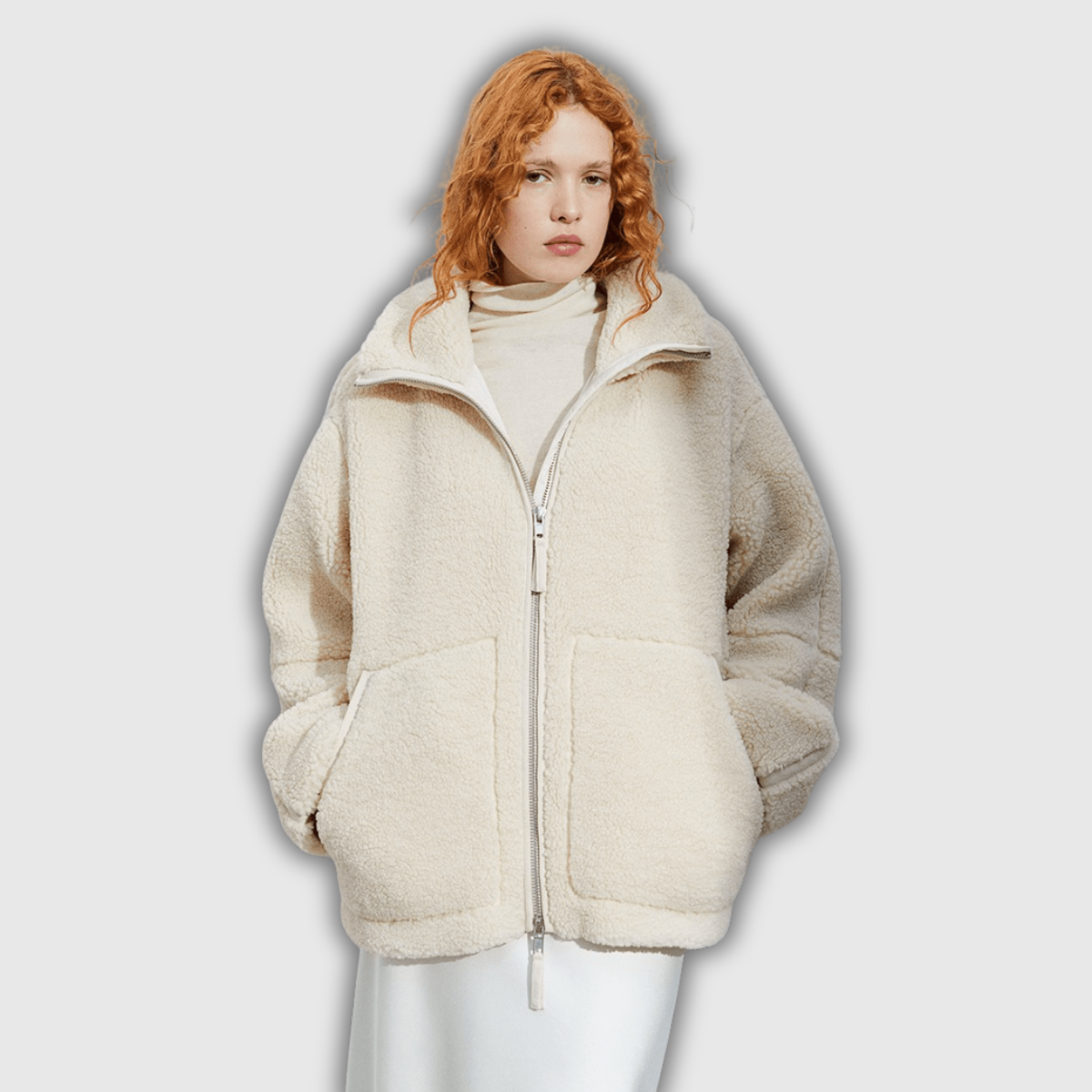 Amanda | Giacca teddy oversize con collo alto