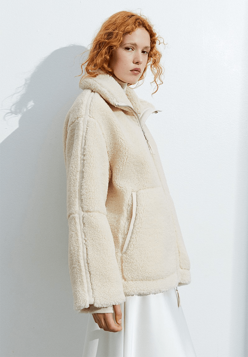 Amanda | Giacca teddy oversize con collo alto