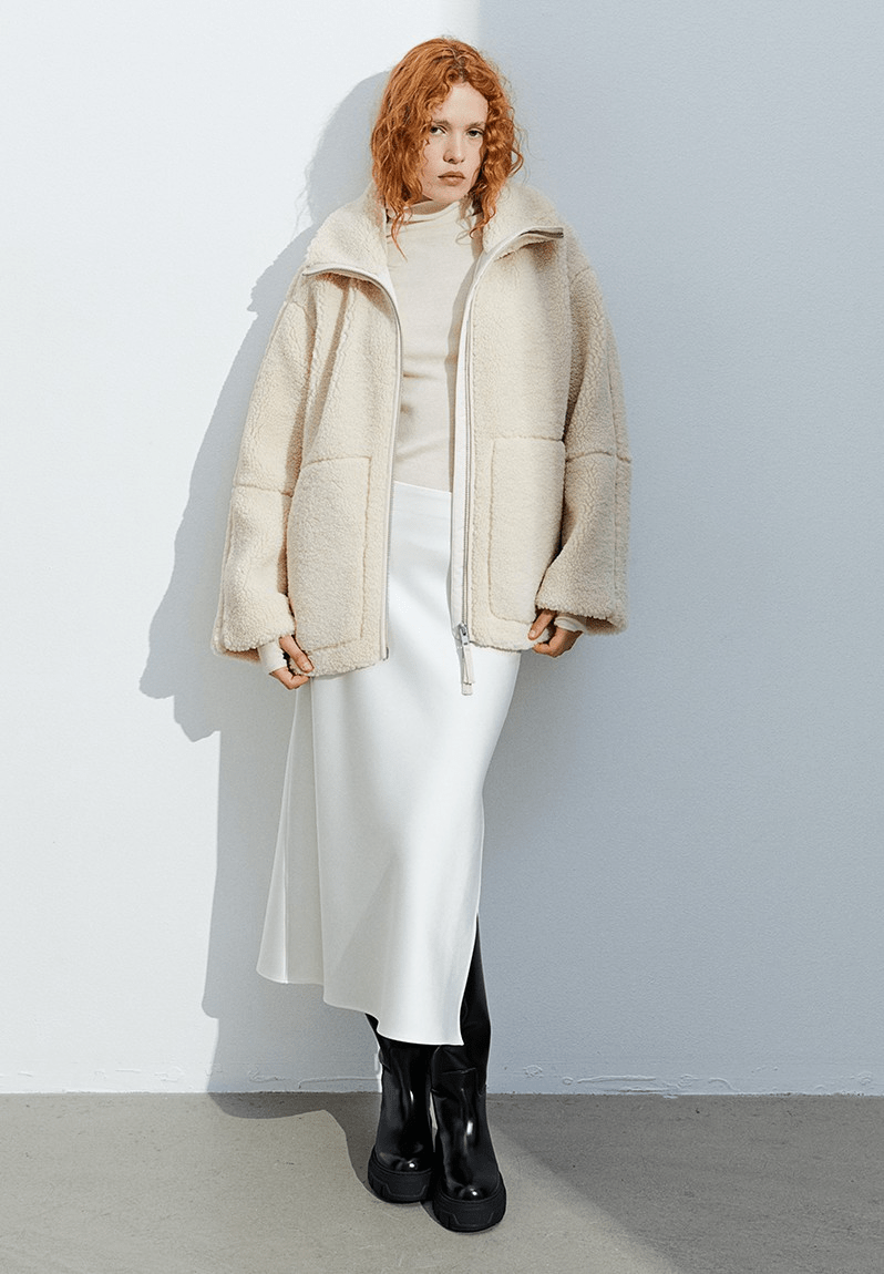 Amanda | Giacca teddy oversize con collo alto