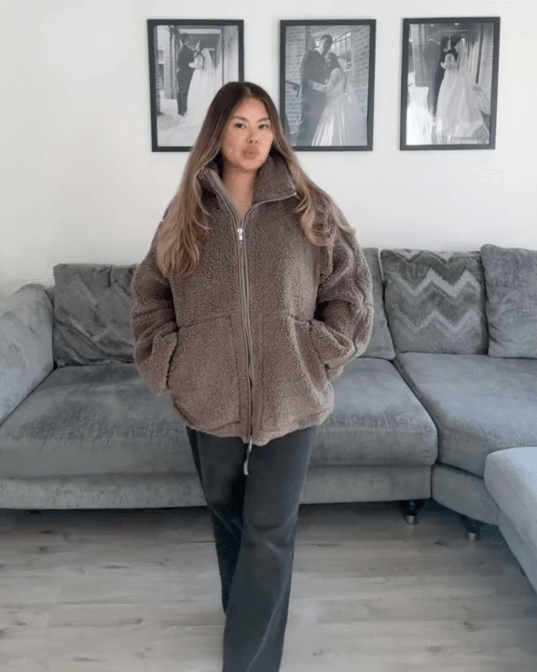 Amanda | Giacca teddy oversize con collo alto