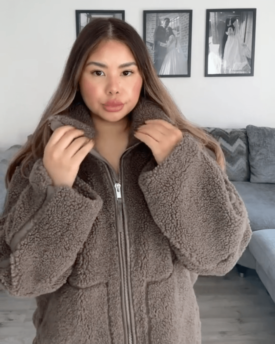 Amanda | Giacca teddy oversize con collo alto